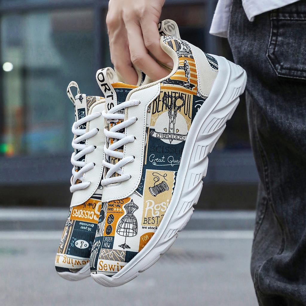 TUINANLE Мужские кроссовки, легкая повседневная обувь, кроссовки для бега с граффити, большие размеры 39-48, дышащая прогулочная мужская обувь