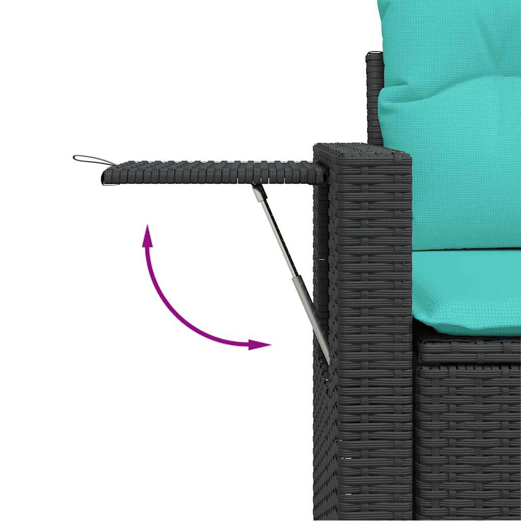 6 Piece Garden Sofa Set with Cushions Black Poly Rattan