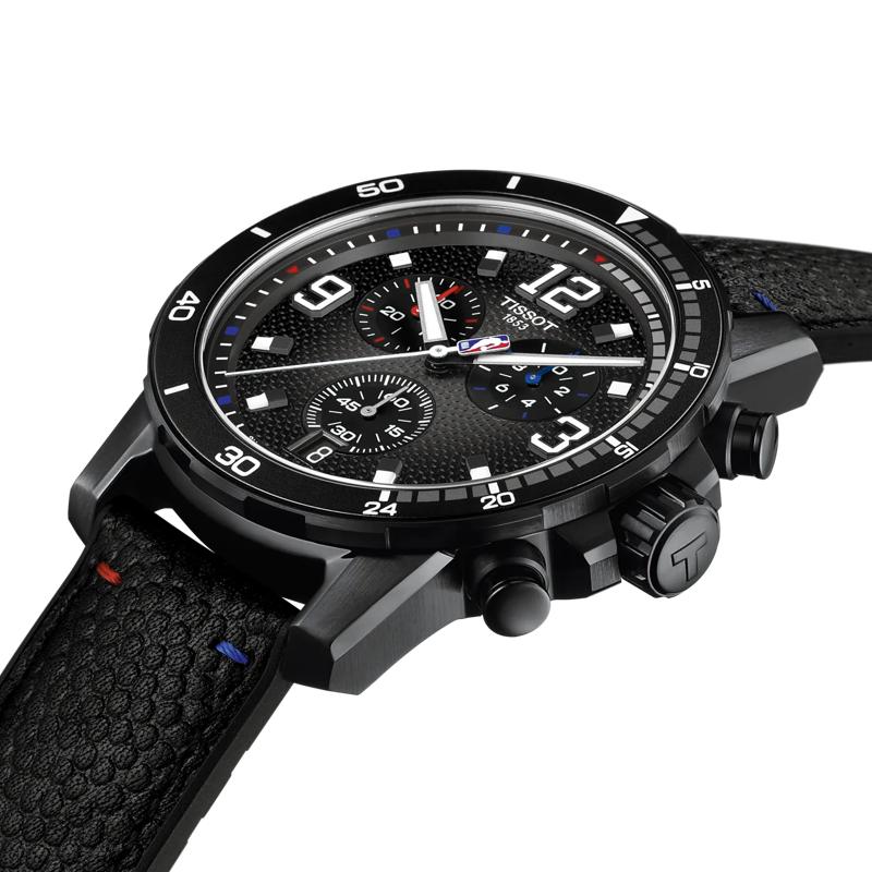 Tissot Мужские модные часы T125.617.37.067.00 с черным циферблатом и кожаным ремешком