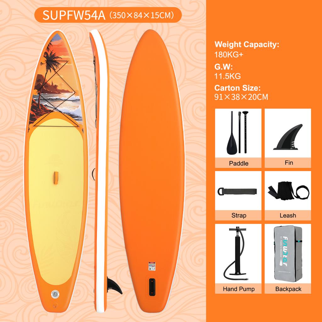 FunWater Stand Up Paddle Board Large Size 335×85×15CM Inflatable Paddling Board Surfboard Surf Sup Board Non-Slip  Paddle Board