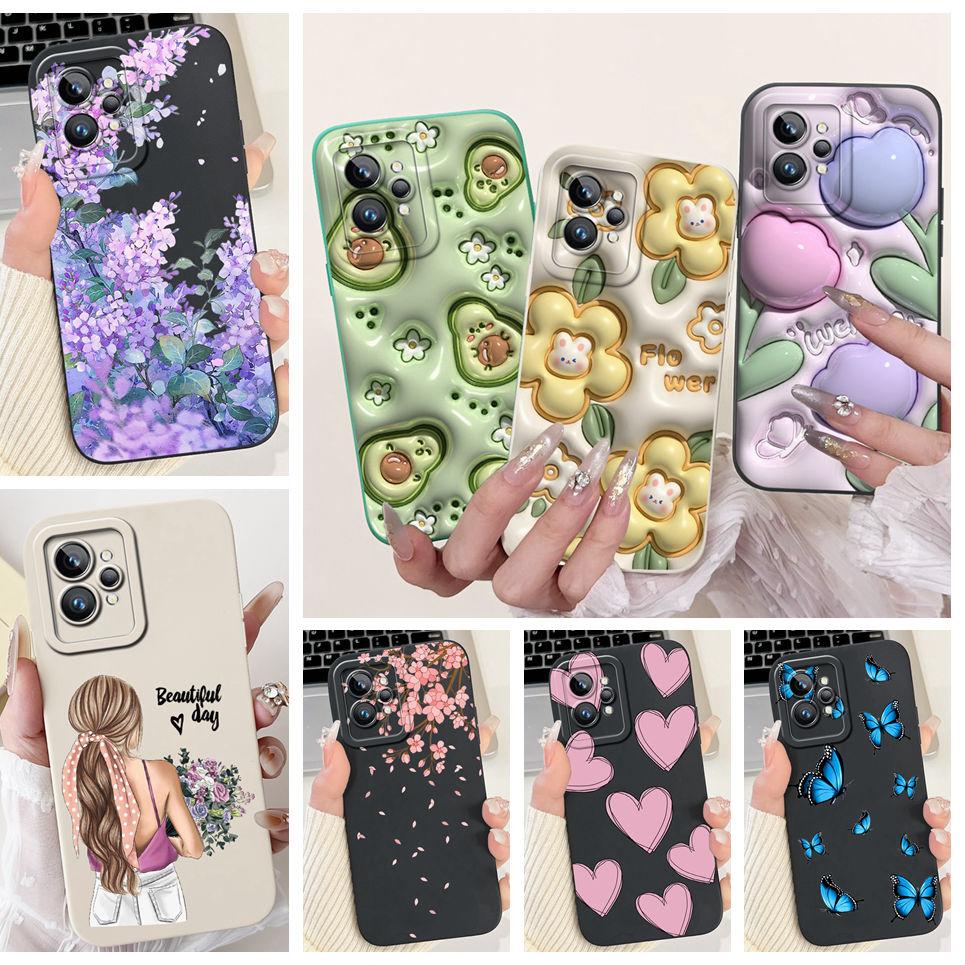 Девочковый чехол-сердечко для Realme GT2 Pro Чехол Realme GT Neo2 GT2 GT Neo 3T Funda Мягкий матовый силикон Защитная крышка для объектива Capa
