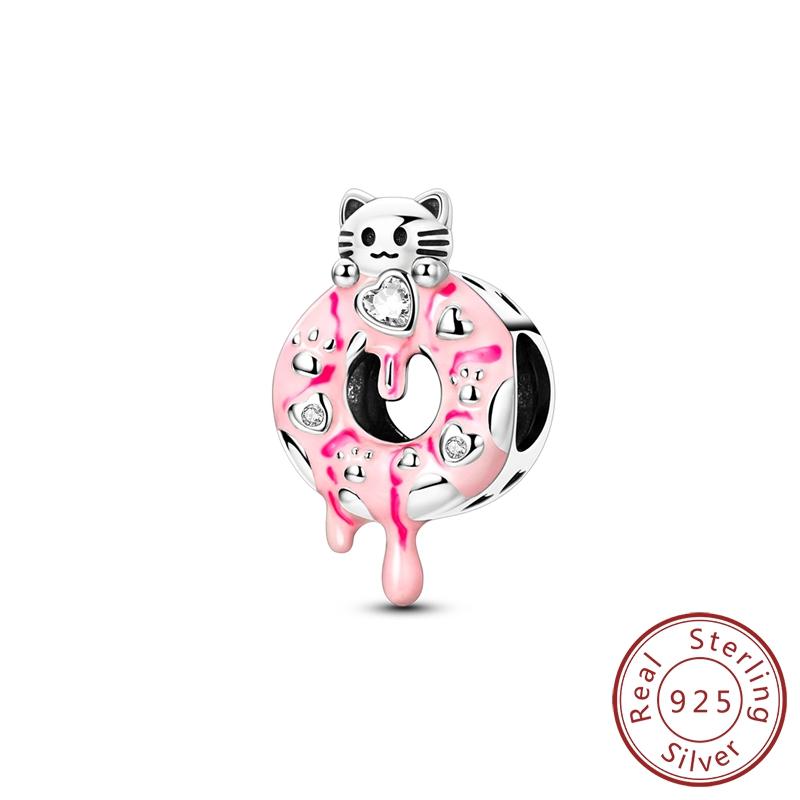 New Original Copper Charms Bead Luminous Rose Cat Planet Star Moon Pendant Fit Women Bracelet Necklace Jewelry Gift