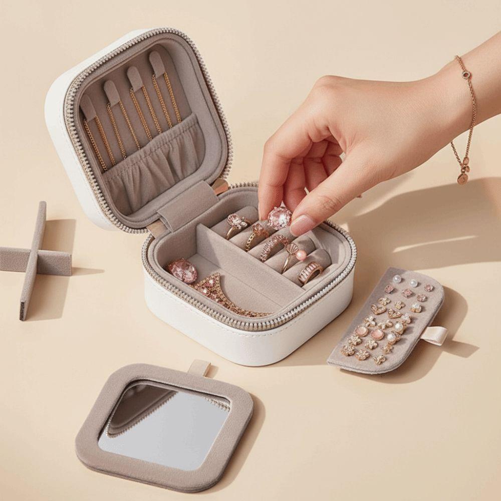 Detachable Jewelry Storage Case Lightweight Necklace Storage Box Mirror Jewelry Box Vacation