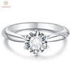 Vinregem Кольцо из стерлингового серебра 925 пробы с бриллиантом VVS1 1-5CT, настоящий муассанит D цвета, круглое кольцо с драгоценным камнем, свадебное обручальное ювелирное изделие