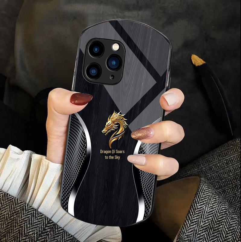 Стеклянный чехол Blue Dragon для iPhone XR с текстурой дерева для Apple 15 Pro, 14 Max, 13 и 11.