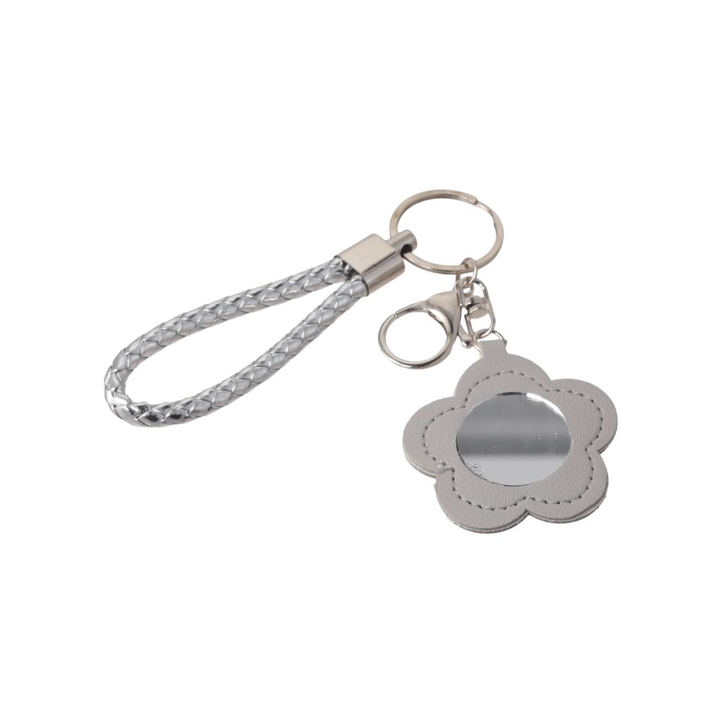 1 шт. Мини-зеркало Модное кожаное для макияжа, для подкрашивания, брелок-подвеска, цветочная форма, милое зеркальце для макияжа, шармы для сумки, многоцветное