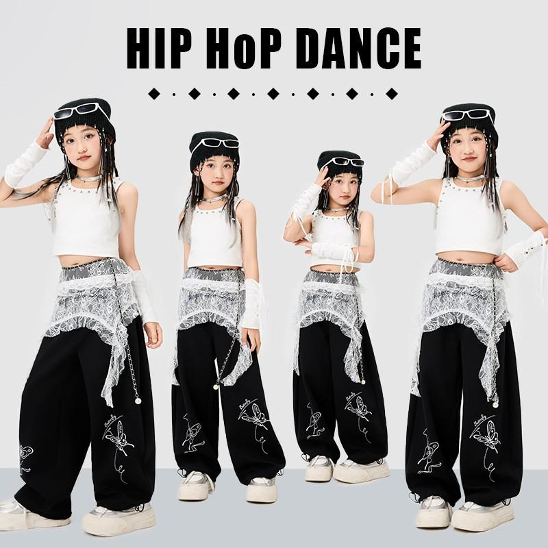 Girls Hip Hop Dance Set Kids Jazz Performance Outfit Streetwear Stage Show Costume