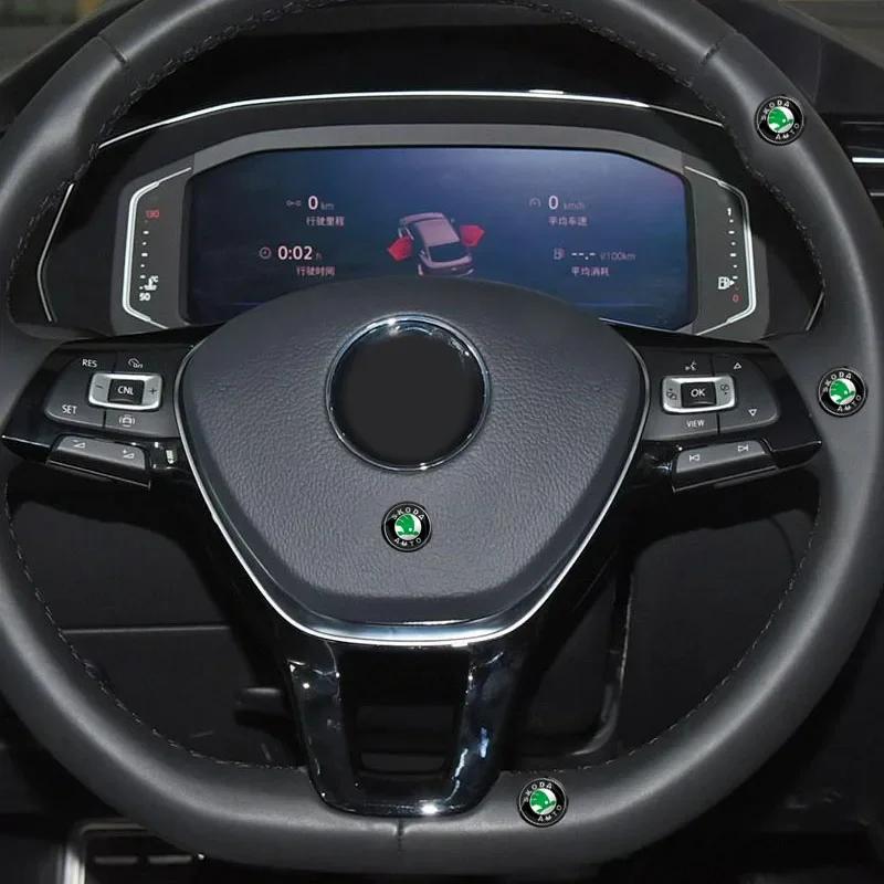 Car Sticker 2026 Hot 10Pcs Car Logo Car Center ConsoleTrumpet Decoration Sticker For Skoda Octavia Fabia Superb Roomster Kodiaq