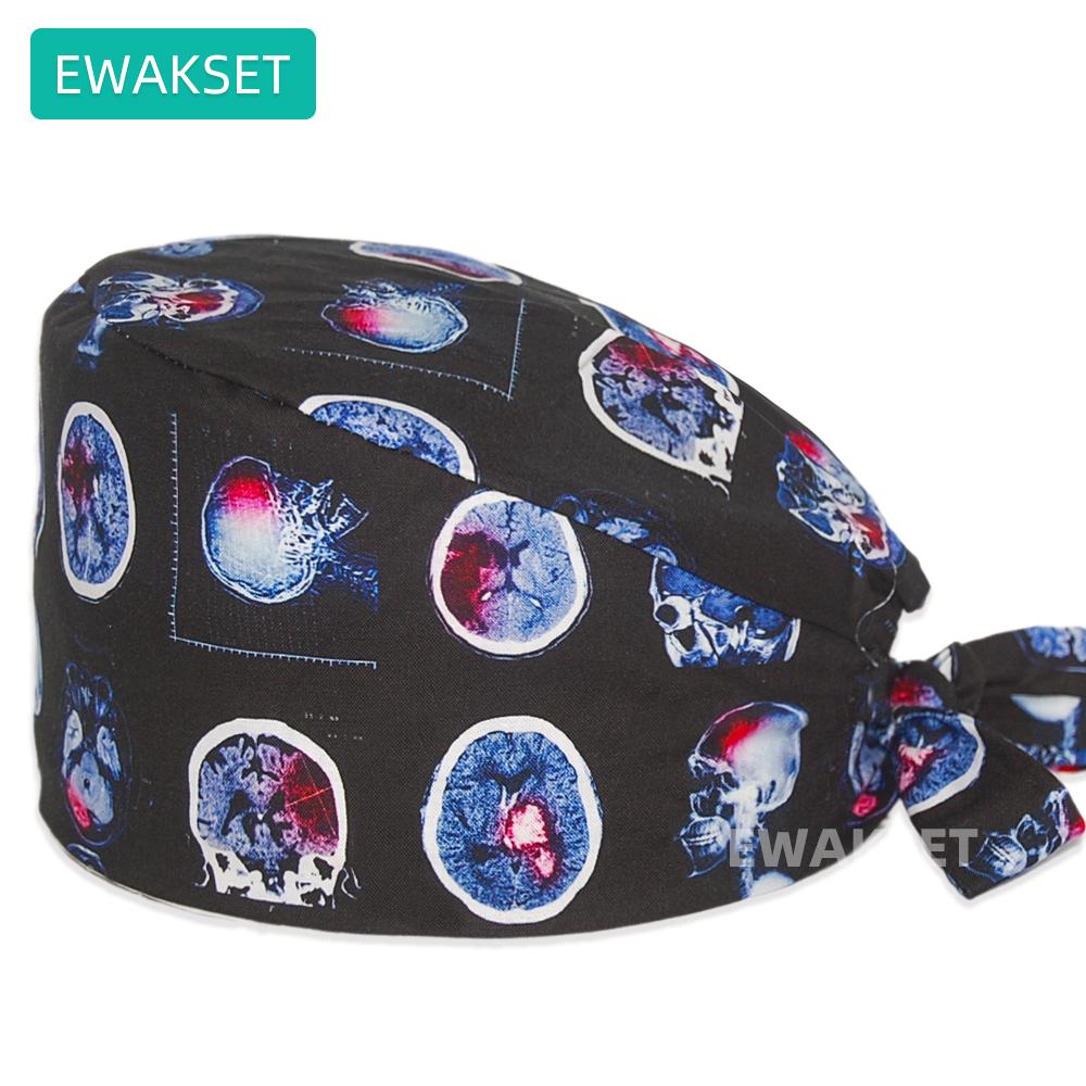 Унисекс, хирургическая шапочка с рентгеновским принтом, чистый хлопок, операционная, хирургическая шапочка, медицинская рабочая шапочка для женщин и мужчин