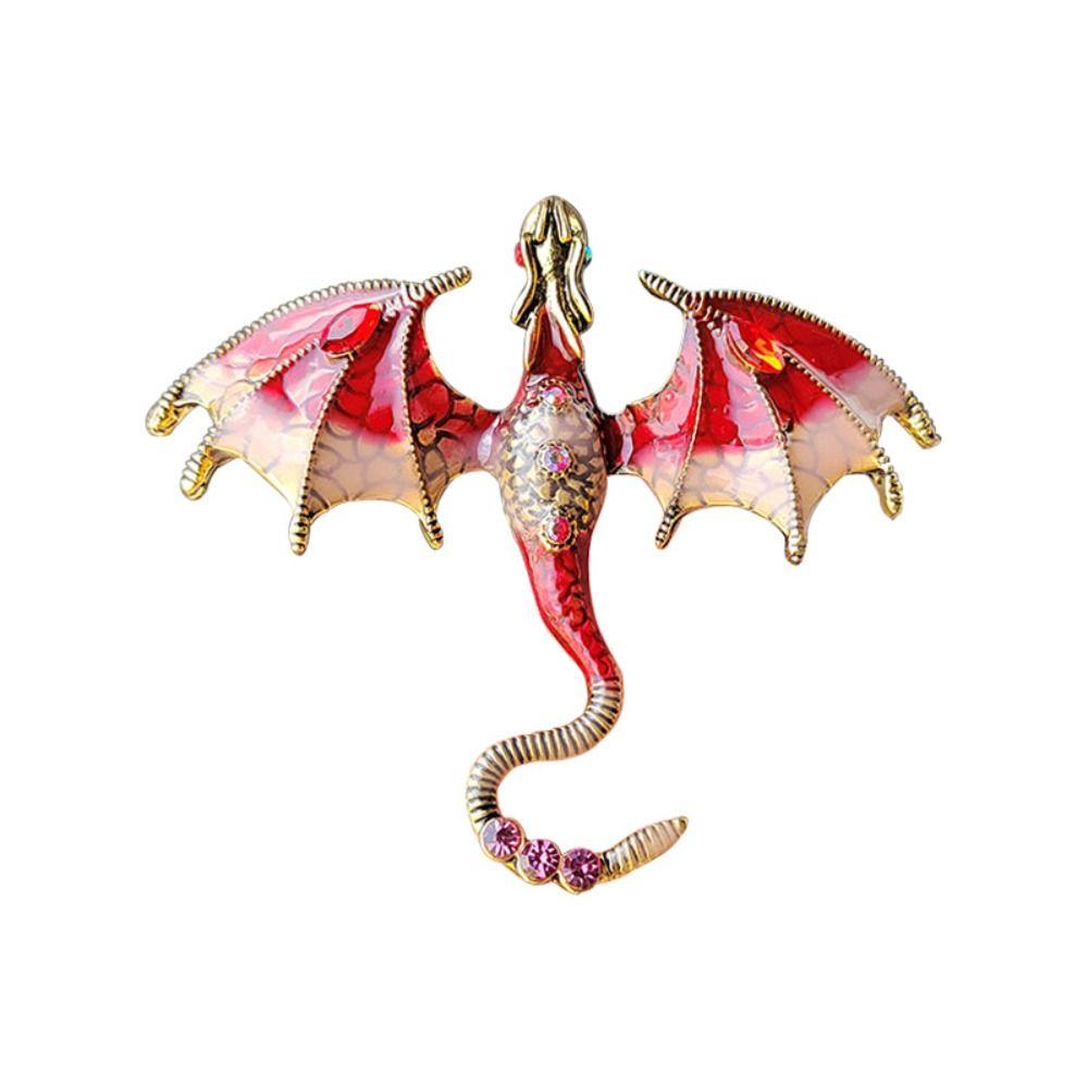 Vintage Rhinestone Brooch Pins Retro Flying Dragon Brooch Party Enamel Dragon Brooches