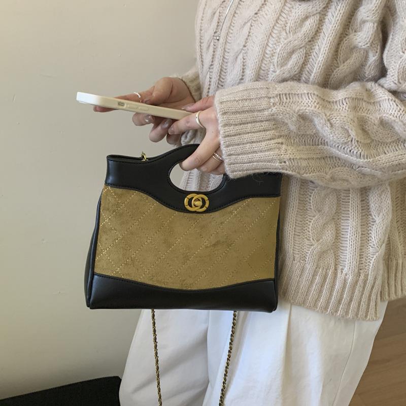 Сумка-цепочка ромбовидной формы женская большой вместимости 2025 новая осенне-зимняя ретро матовая сумка-мессенджер сумка-тоут для поездок на работу