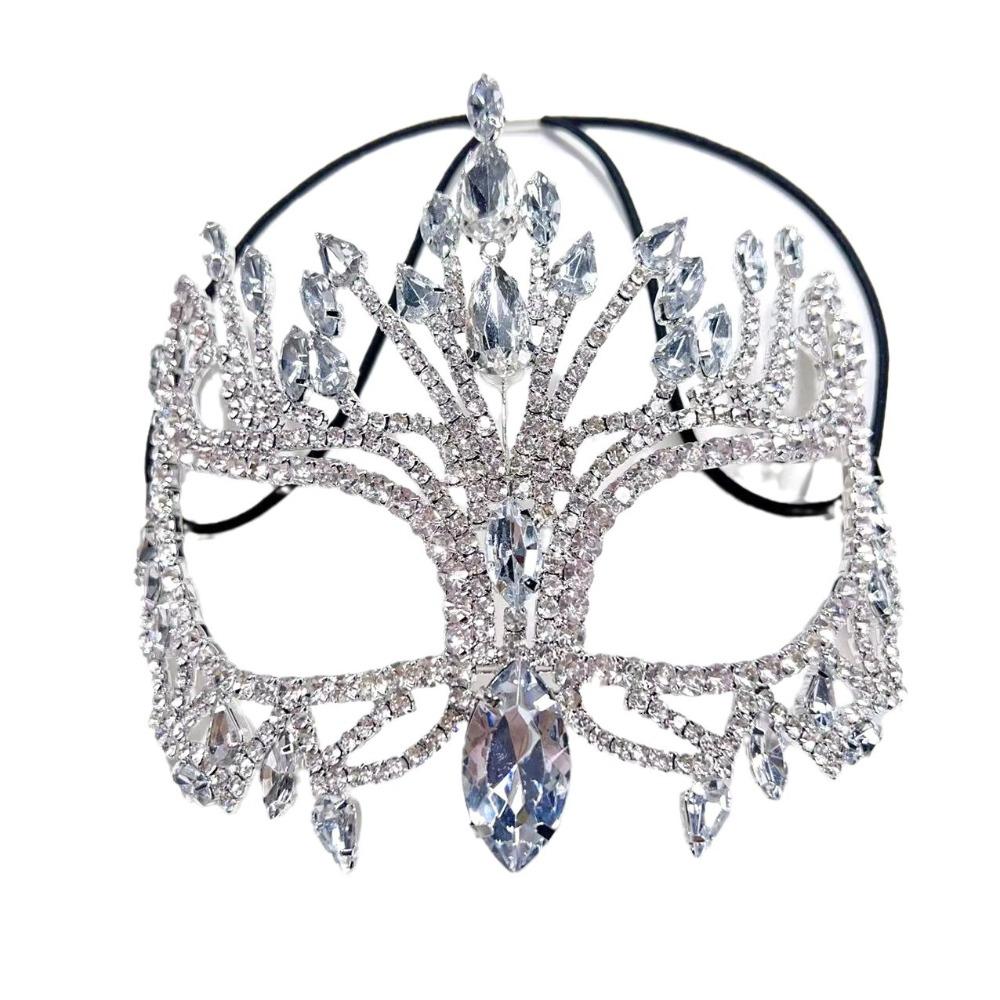 Full Face Rhinestone Mask Veil Facial Jewelry Accessories Elegant Masquerade Mask Women