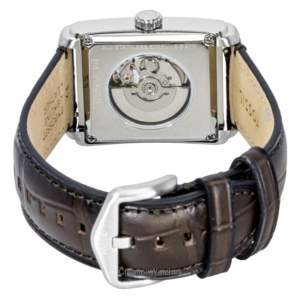 Fossil Мужские часы ME3272 с ремешком из крокодиловой кожи Carraway, открытым циферблатом-сердцем, бежевого цвета, с автоматическим механизмом