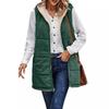 Solid Color Hooded Cotton Vest Jacket, Double-sided Wear Slimming Open Front Plus Size Outerwear for Europe America