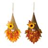 Thanksgiving Maple Leaf Gnome Wreath with String Light Indoor Outdoor Front Door Wall Hanging