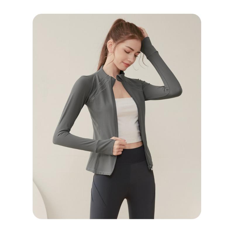 Fitness Thin Zipper Sports Jacket Long-sleeved Quick Dry Clothes Tight Running Yoga Clothing Fall and Winter Tops