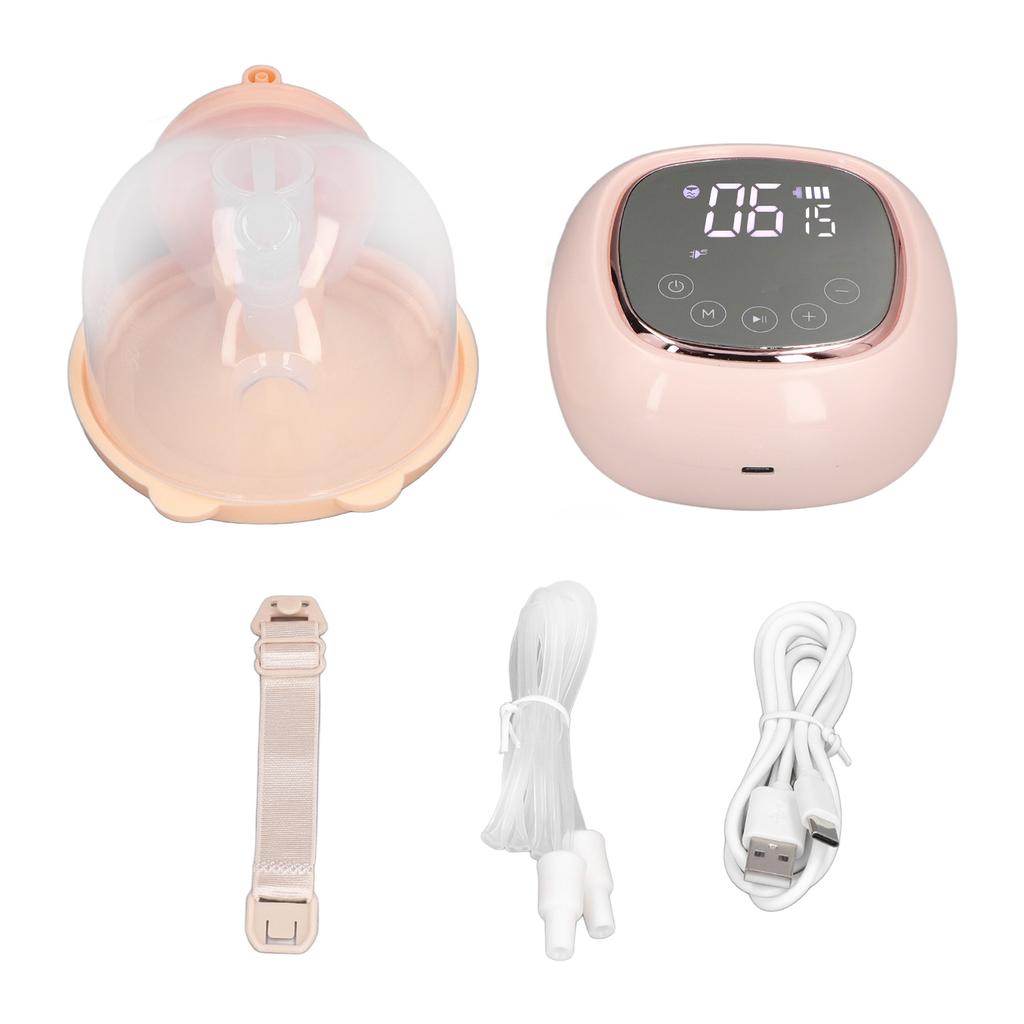 Electric Breast Pump Hands Free Mute High Suction Wearable Automatic Massage 3 Mode 9 Speed Pink