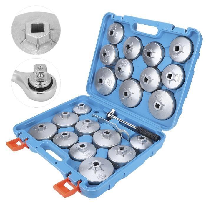 Akozon Clé pour filtre à huile 23pcs Kit d'Outils de Dissolvant Adaptateur de Douille de Retrait de Clé de Filtre à Huile Type