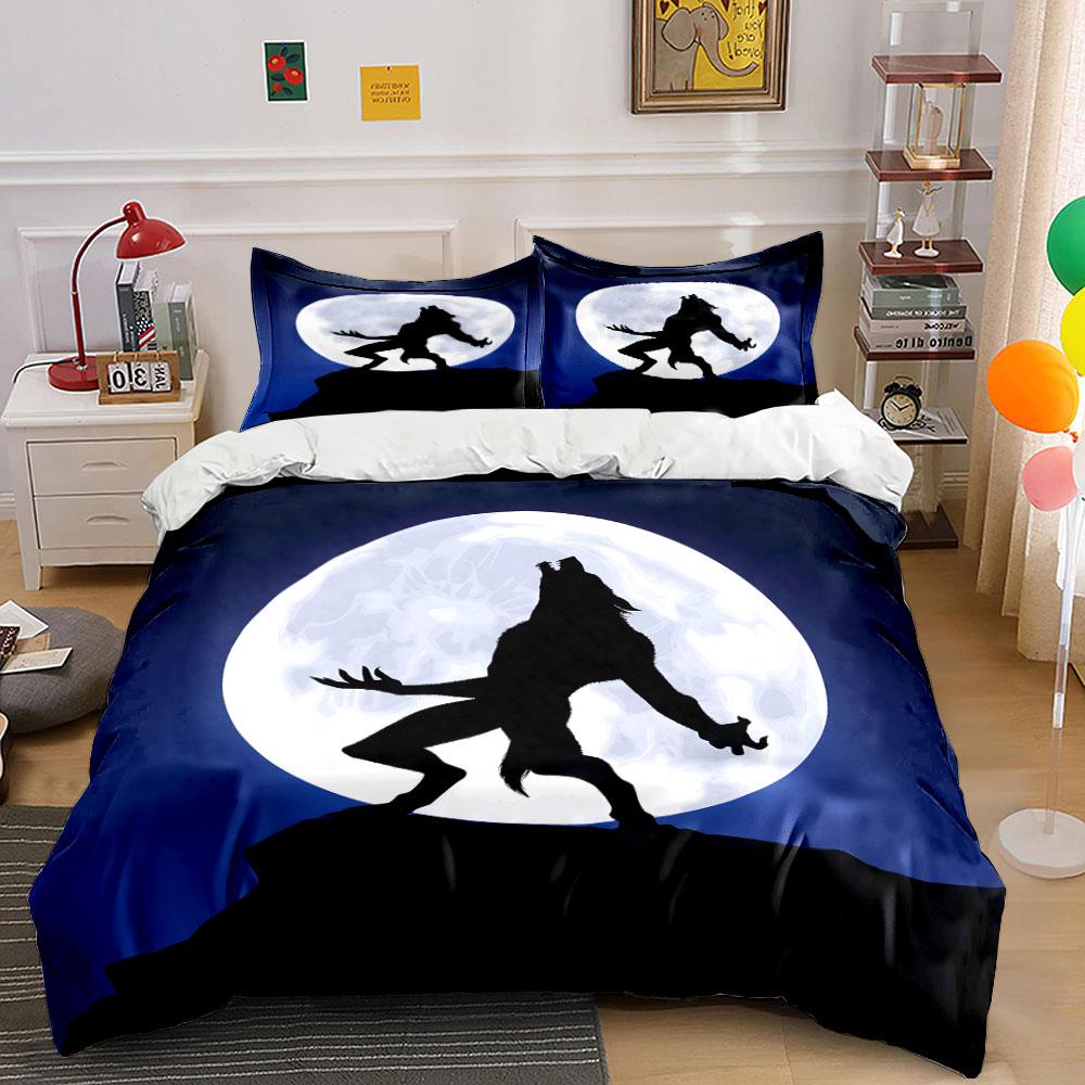 Werewolf silhouette, full moon. Bedding sets Duvet cover sets Duvet covers Pillowcases(1*Duvet Cover 2*Pillowcases without duvet insert)