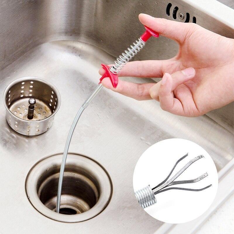 60cm Sewer Dredger Spring Pipe Dredging Tools Drain Cleaner Household Hair Cleaner Drain Snake Sticks Clog Remover Kitchen Sink