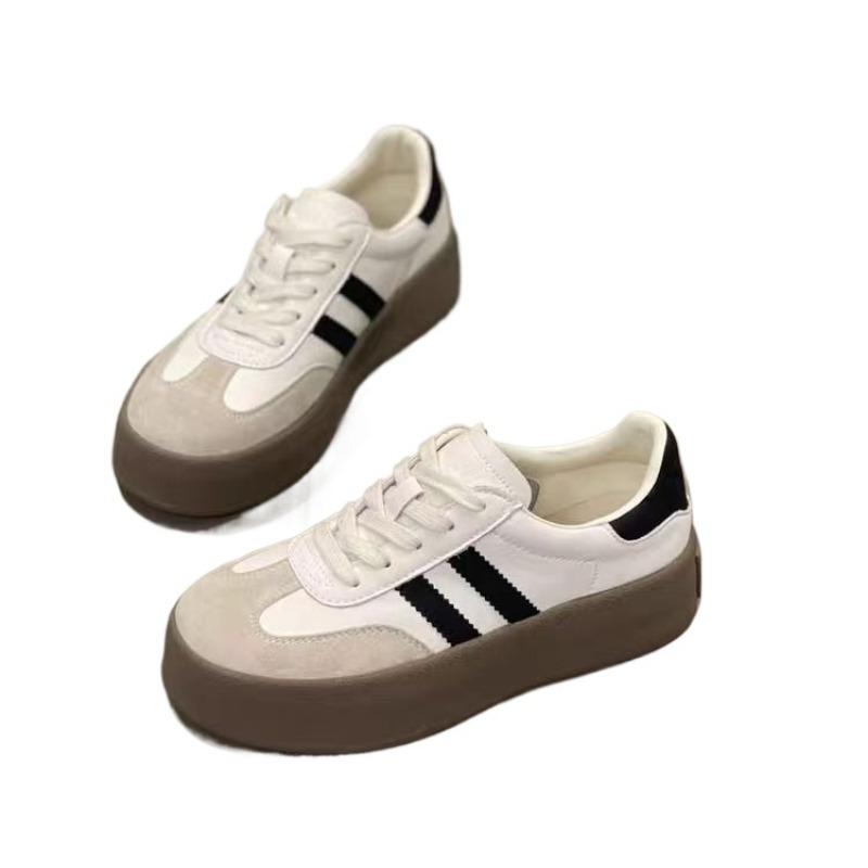 Повседневная обувь на толстой подошве, спортивная обувь 2024, новая коровья кожа, все мягкая подошва внутри, увеличение роста, тренировочная женская обувь