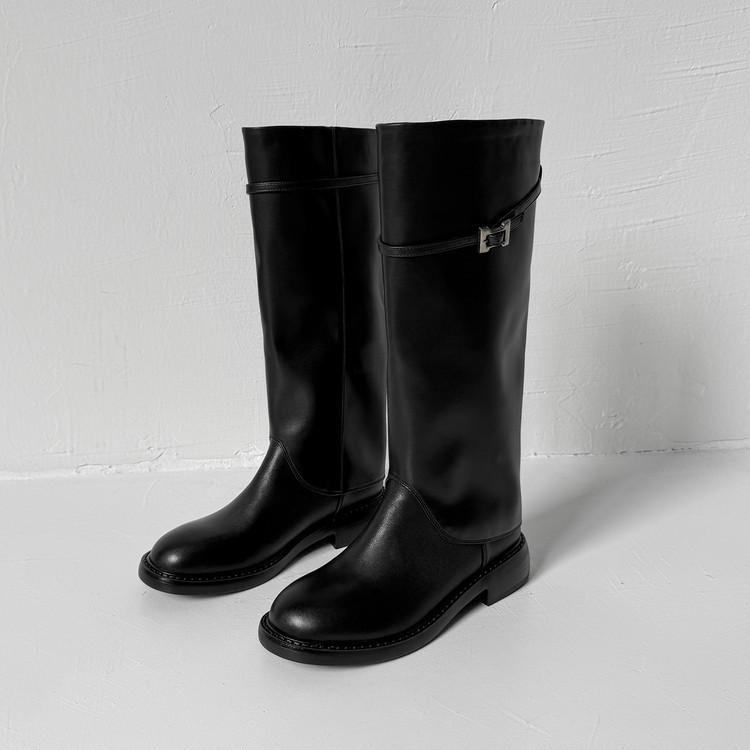 Internet Celebrity Pants Boots Temperament Women Round Head Knight Boots 2025 Autumn New French Slim Straight Boots Women