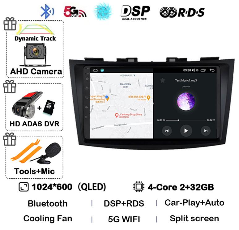 Android 14 Carplay Автомагнитола Для Suzuki Swift 4 2011 2012 2013 2014 2015 2016 Мультимедийный Видеоплеер Аудио GPS Стерео WIFI