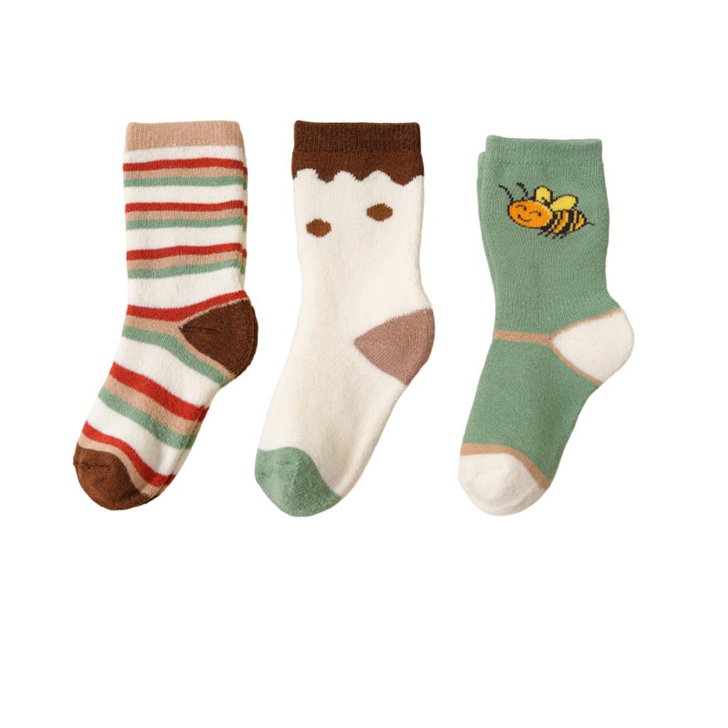 Зимние плюшевые утолщенные теплосберегающие теплые мультяшные милые детские носки средней длины