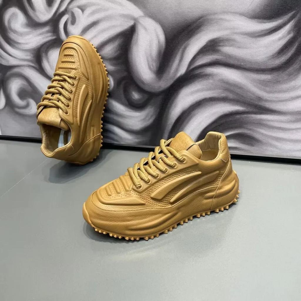 Мужские дизайнерские кроссовки Chunky Sneaker, модные повседневные туфли из натуральной воловьей кожи с увеличенной внутренней платформой