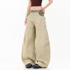 Mens Womens Cargo Pants Loose Fit Camo Patchwork Utility Trousers Streetwear Style Cotton