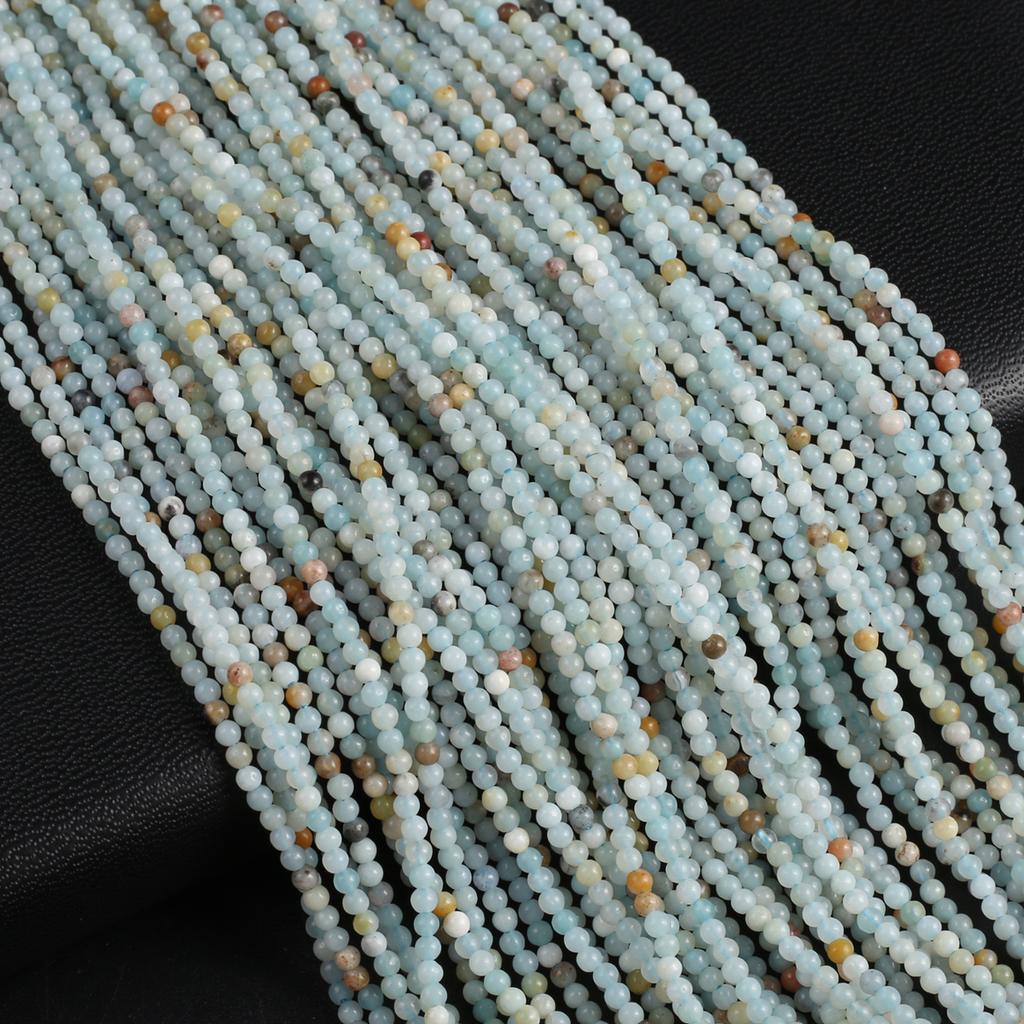 Граненые бусины 2 мм из натурального камня амазонита, круглые изолирующие бусины для изготовления ювелирных изделий, ожерелье, браслет, серьги, аксессуар