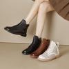 Vintage Genuine Leather Hollow Women's Platform Double-Sided Zipper Casual Ankle Boots Large Size Flat Bottom Women's Shoes