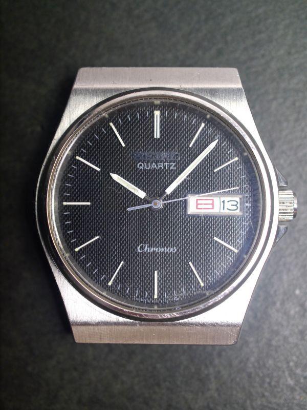 Мужские кварцевые часы SEIKO Chronos 1986 года, 3 стрелки, день недели и дата, модель 8123-7090, (AE756)