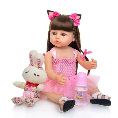 55 см кукла Bebe Reborn для маленьких девочек, розовая принцесса, очень мягкая силиконовая красивая кукла для всего тела, настоящая сенсорная игрушка, подарки