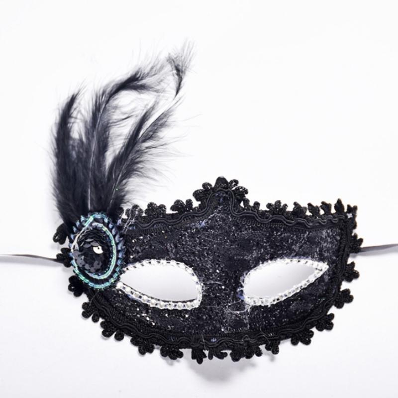 Masquerade Mask Wedding Carnival Party Performance Costumes Sex Lady Lace Mask Venice Feather Sexy Halloween Mask Gift