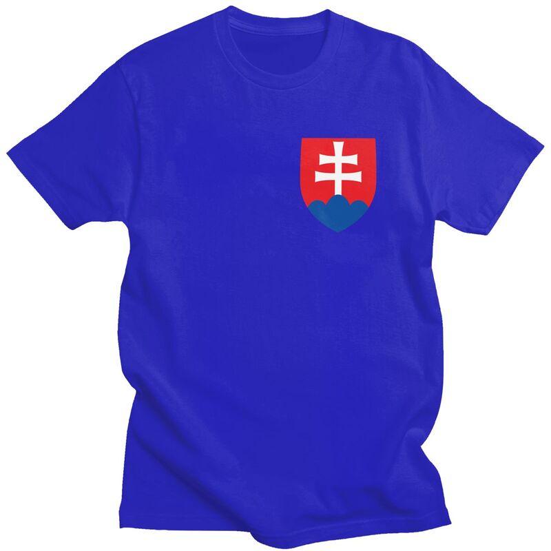 Custom Trendy Coat Of Arms Of Slovakia T Shirt Unisex Short Sleeves Pure Cotton T-shirt Casual Slovak Flag Tees Fashion Tshirt