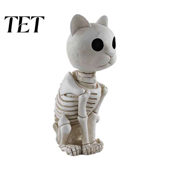 Horror Theme Party Decor Skeleton Animal Statue, Spooky Deer Cat Duck Figurine, Resin Scene Accessories Ornament for Halloween Table Centerpiece,