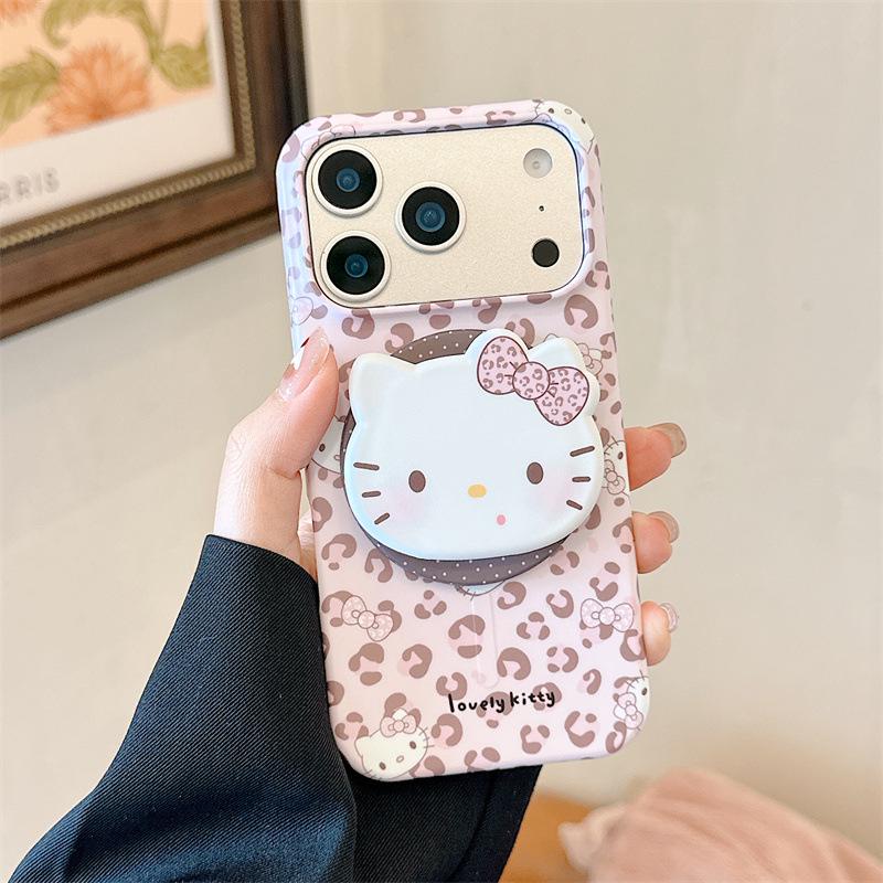 Розовый Леопардовый Кот Магнитный Чехол-подставка для iPhone 17/16 Pro Max/15 Pro