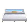 Lit gina pour matelas 140x190 - Sommier Tte de Lit Incurvee Couleur BLANC Pieds en 5 cm - 2 x 13 Lattes - re
