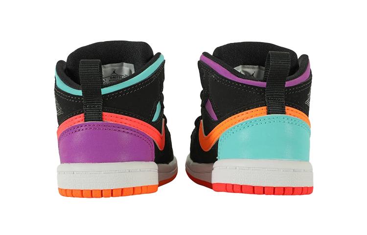 Kids' Sneakers Jordan 1 Mid Multi-Color (TD) Black/Total Orange-Aura Green