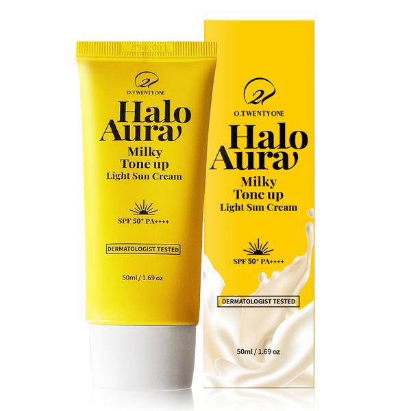 O21 Halo Aura Осветляющий солнцезащитный крем с молочным тоном 50 мл SPF50+ PA++++