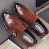 2024 Men's Crocodile Pattern Leather Shoes - Business & Casual, British Korean Style, Large Size, Pointed Toe