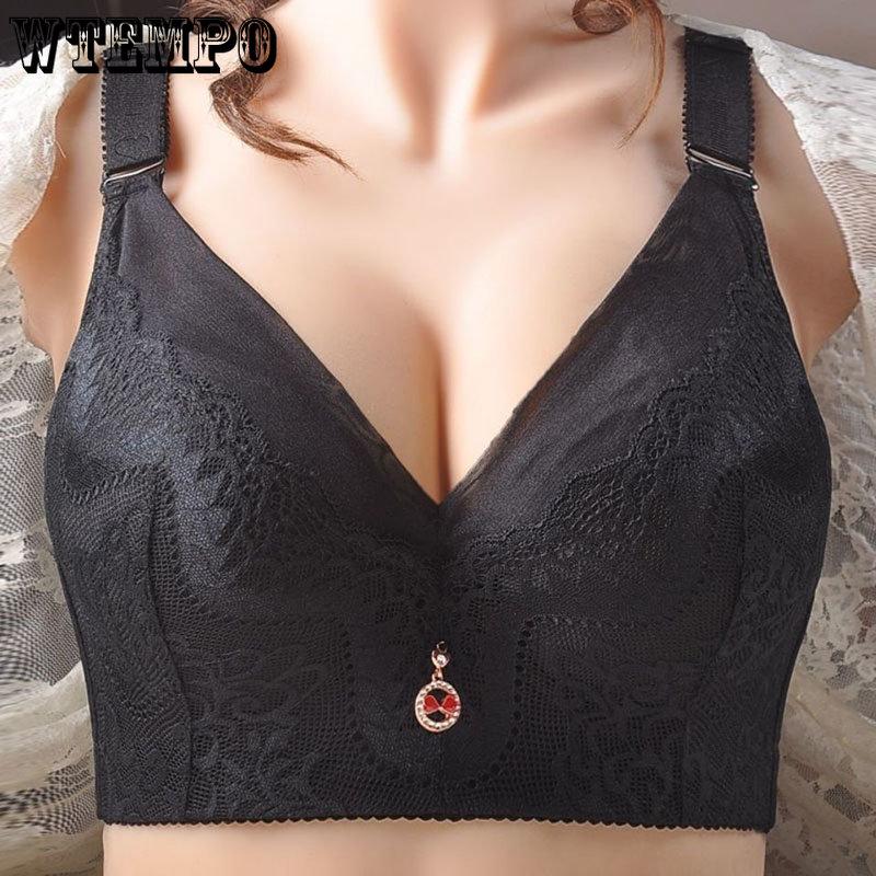 Очень большой бюстгальтер Plus Fat Plus Size Thin Bra Adjustment Side Breast Нижнее белье Sexy Lace