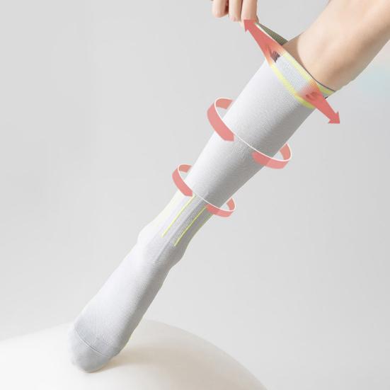 1 пара женских зимних носков длиной до колена с массажной подошвой, с длинной трубкой, с высокой эластичностью, с противоскользящими свойствами, носки для йоги, удобные, теплые, для бега трусцой