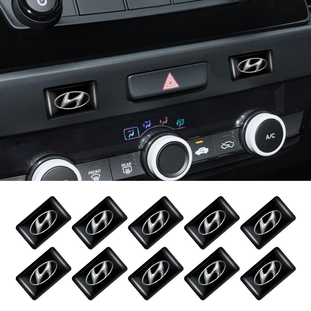 10/20PCS Auto Emblem 3D Epoxy Steering Wheel Audio Stickers Car Accessories For Hyundai Accent Tucson Santafe Sonata GDI Solaris mv3