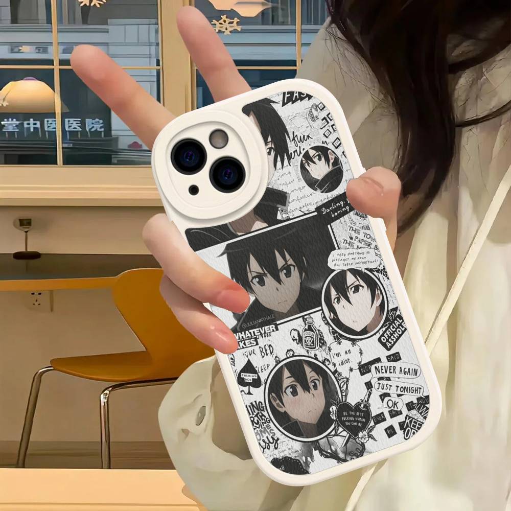 ТВ Аниме Sword Art Online Чехол для телефона Для IPhone 16 15 14 13 12 11 Pro Max Plus Кожаный Мягкий Чехол