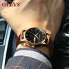 OLEVS Men's Watch, Stylish Ultra-Thin Leather Strap, Quartz Movement, Analog, Date Display, for Men