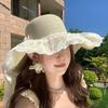 Flower Sun Hat Big Bowknot Sun Protection Hat Lolita Straw Hat  Or Women