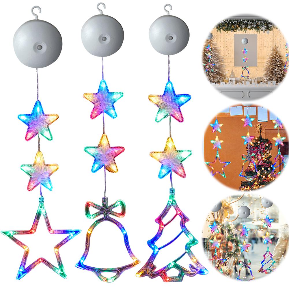 1/3pcs Christmas Lights LED String Lights Fairy New Year Window Light with Suction Cup For Home Window Bedroom Christmas Decor