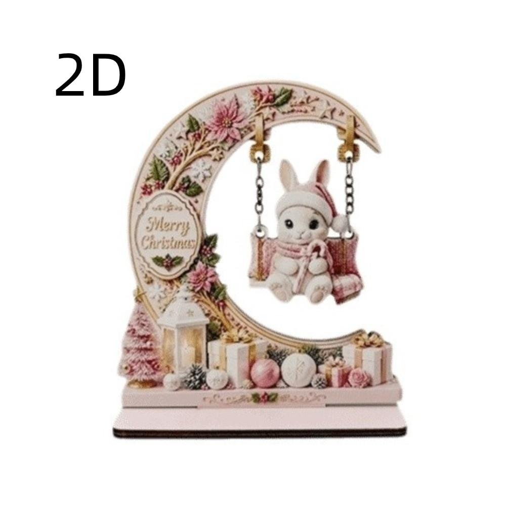 Snowman Deer Christmas Ornaments Wooden Swing Santa Claus Decoration Winter Holiday